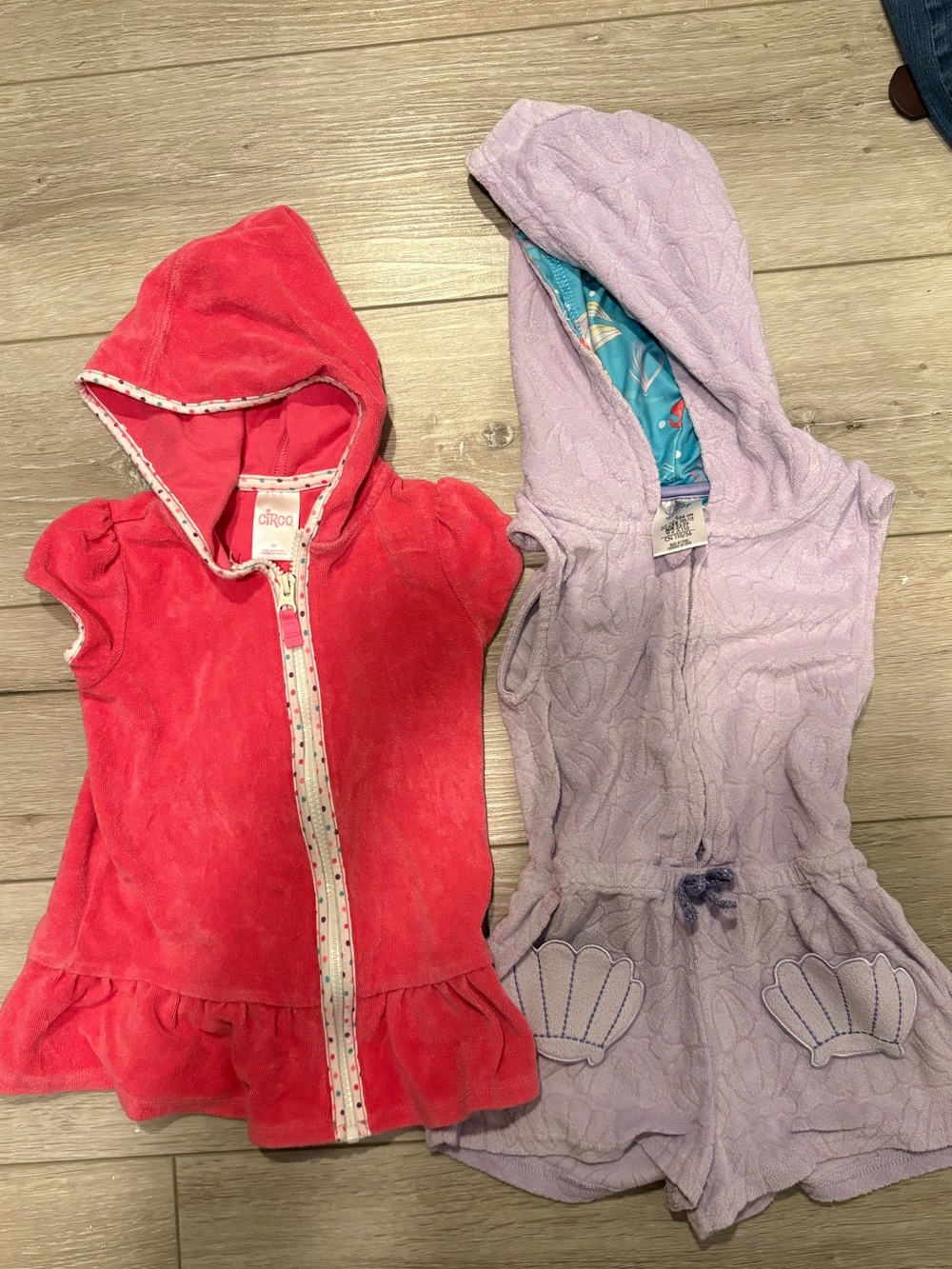 Disney Lavender Hooded Romper with Teal Shell-Lined Hood